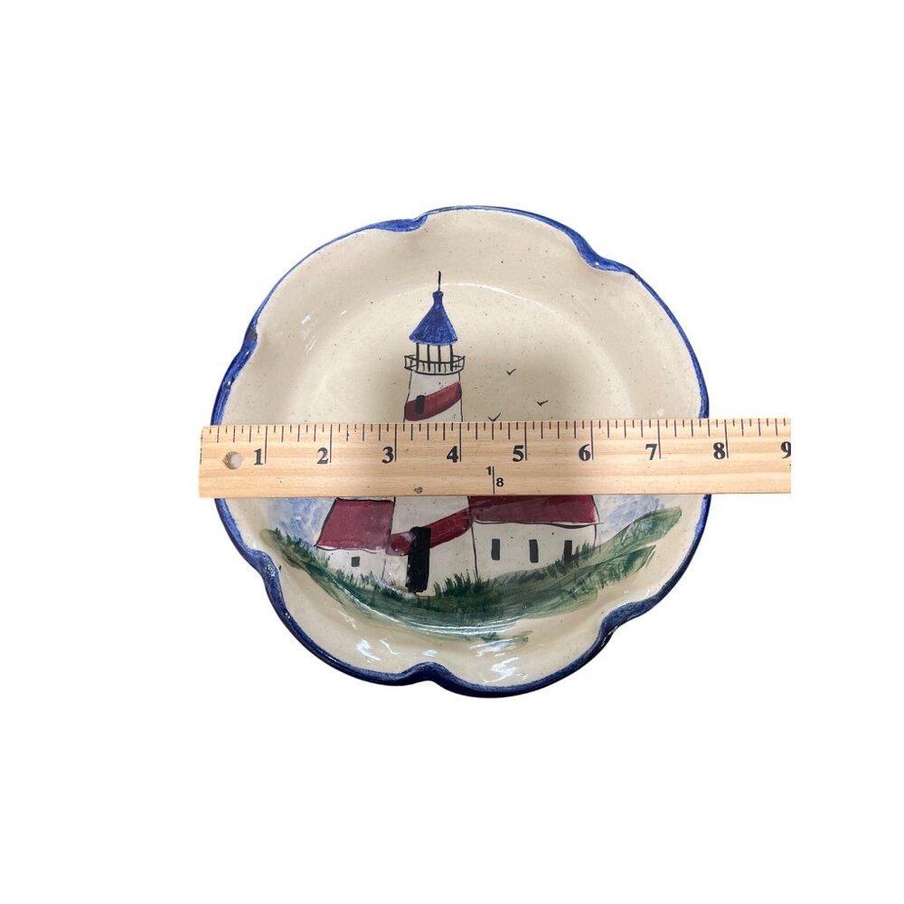 Gail Miller Handcrafted Lighthouse Nautical Themed Ceramic Bowl and Plate - Picture 7 of 8